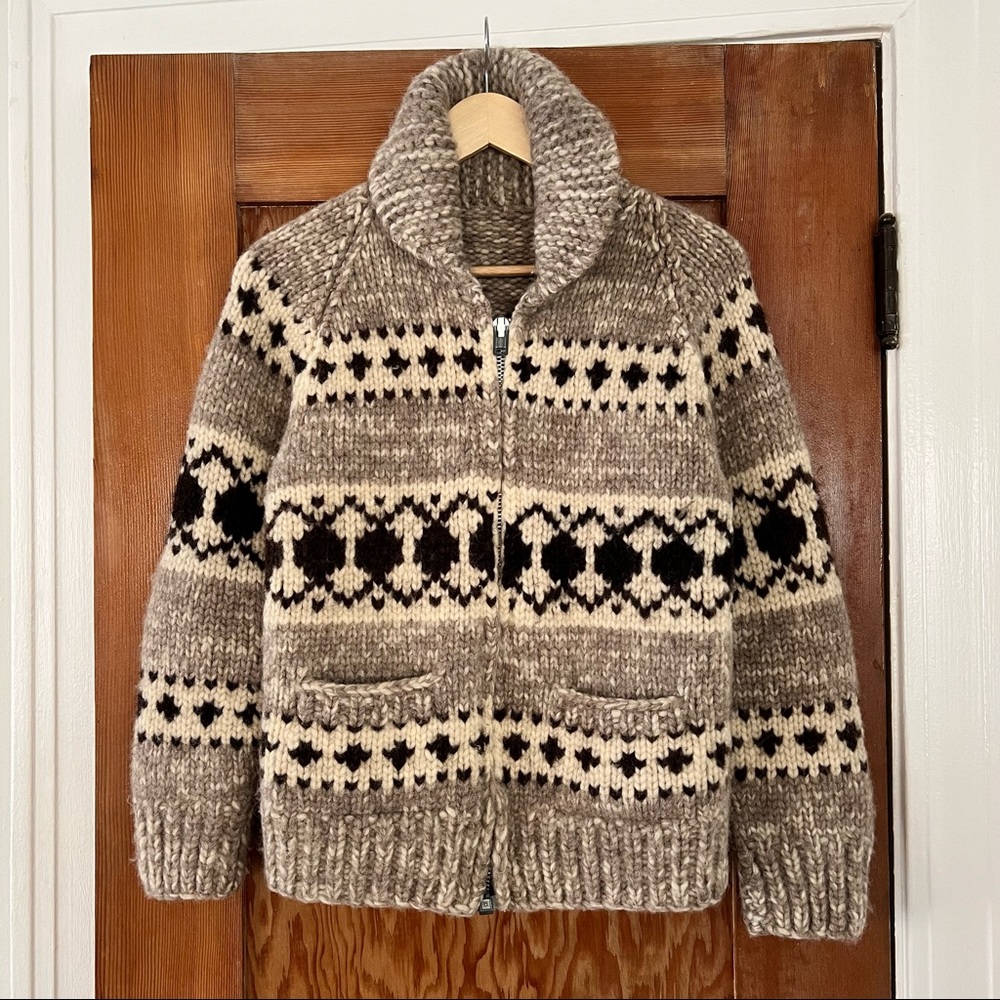 Vintage Tuak authentic cowichan zip pure wool sweater